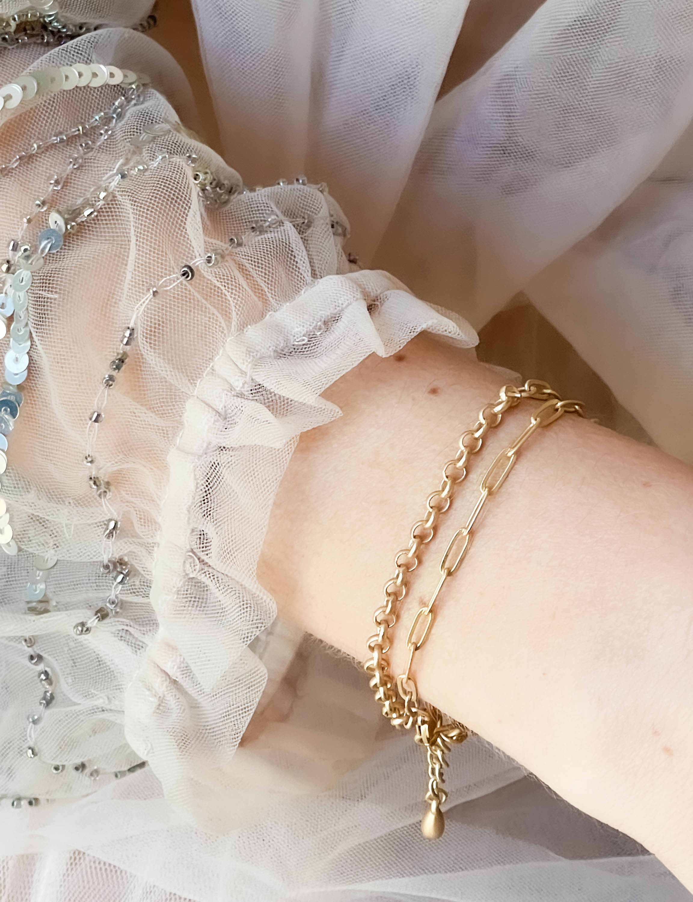 CZ, Moon, & Star Double Chain Bracelet | Gold bracelet chain, Double chain  bracelet, Chain bracelet